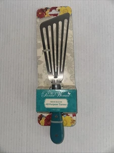 Pioneer Woman All Purpose Turner Spatula Stainless Slotted Angled Teal Blue - Picture 1 of 4