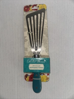 Pioneer Woman All Purpose Turner Spatula Stainless Slotted Angled Teal Blue - Image 1 of 4