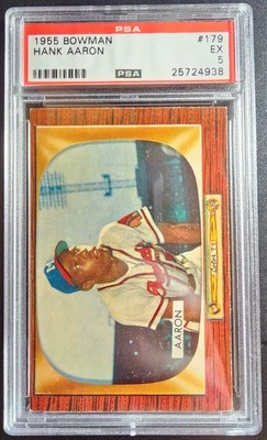 1955 BOWMAN #179 HANK AARON, PSA GRADED 5 EX, CERT #25724938 - Image 1 of 2