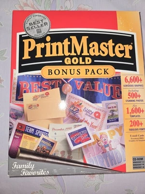 Brand New  1997 Big Box Printmaster Gold Bonus Pack PC Windows 95 & 3.1 CD - Image 1 of 2