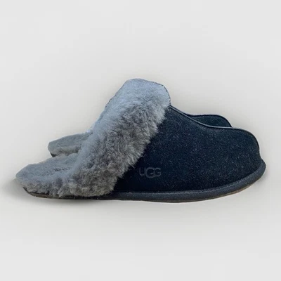 Zapatillas planas UGG para mujer talla 9 Scuffette II negras gamuza piel de oveja 1106872 Foto 1 de 4