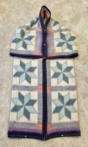 Vtg Biederlack Blanket Cuddle Wrap Star Quilt Granny Core Purple Green Mint! (I) - Picture 1 of 9