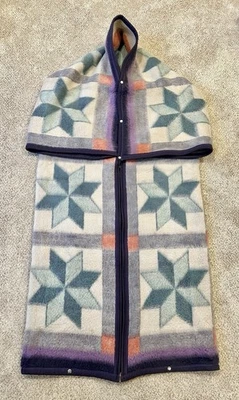 Vtg Biederlack Blanket Cuddle Wrap Star Quilt Granny Core Purple Green Mint! (I) - Image 1 of 4
