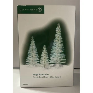 2004 Dept 56 Village Accessories Set of 3 White Classic Tinsel Trees # 56.53207 - Picture 1 of 5