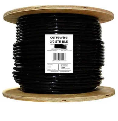 PER FOOT Cerrowire 3/0 Gauge Black Stranded Copper THHN Wire - Image 1 of 3