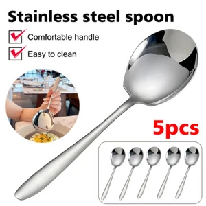 5 X Stainless Steel Teaspoons Flatware Silver Coffee Soup Tea Spoons Silverware - Picture 1 of 18