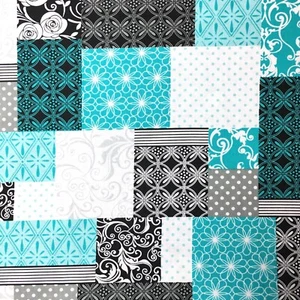 Paisley Patchwork Rose Cherish Patch Turquoise Sewing Quilting Fabric FQ - Bild 1 von 3