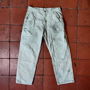 Carhartt Mens Trousers Beige W38 L32 Carpenter Loose Original Dungaree Fit B151 - Picture 1 of 23