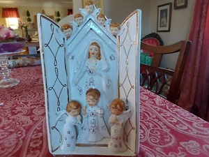 Rare HTF Relpo Infant Prague Mary Jesus angels religious planter Catholic old - Picture 1 of 7