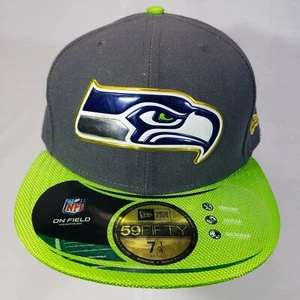 New Era 59Fifty Men's Cap Seattle Seahawks Charcoal & Green On Field Fitted Hat - Picture 1 of 16