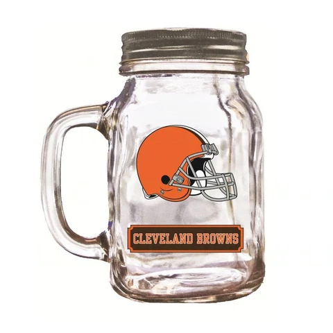 Brand New Duck House Sports NFL Cleveland Browns 20oz  Glass Mason Jar / Mug Cover