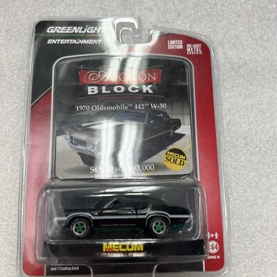 Bloque de subasta Green Machine Mecum 1970 Oldsmobile Olds 442 W-30 negro nuevo B201 Foto 1 de 4