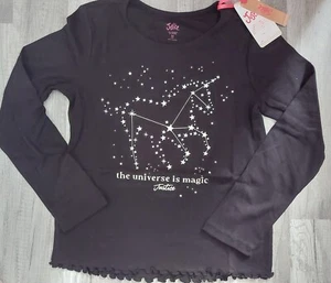 NWT Justice Girls Unicorn Universe Foil Star Lettuce Hem Top Size 10 (13) - Picture 1 of 2