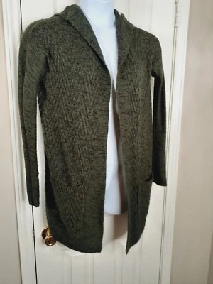 Cárdigan Suéter Merona XS Hasta el Muslo Manga Larga Cazador Verde Con Capucha OPEP Foto 1 de 4