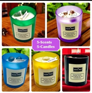 5-pc Scented Candle 100% Natural Soy Wax Glass Aromatherapy Fragrance 12oz USA - Picture 1 of 8