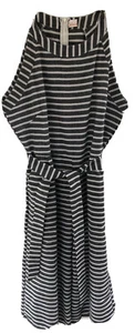 mocking top womans large black white striped sleeveless capri Length Romper New - Picture 1 of 7