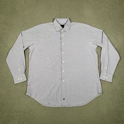 Camisa David Donahue Para Hombres 17.5 36/37 Púrpura Cuadros Informal Vestido Preppy Manga Larga Foto 1 de 4