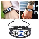 Israel Flag Leather Braid Bracelet Jewellery 2024 Z3p1