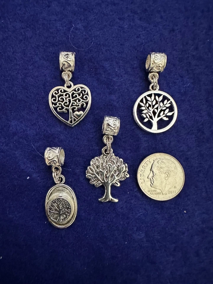 Lote 4 Colgantes Pequeños Árbol de la Vida Tono Plata Judío Listo 2 Usar USA STOCK Foto 1 de 1