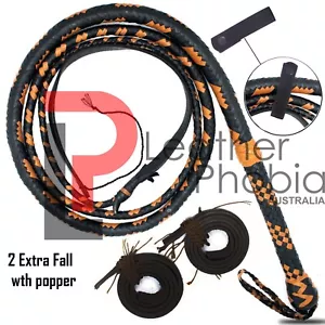 Kangaroo Hide Stock Whip 04 to 12 Feet Long Custom 16 Plaited Bull Whip Handmade - Bild 1 von 9
