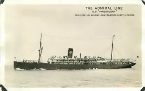 Foto postal Admiral Line SS President años 20 barco de vapor RPPC 2247 - Imagen 1 de 2