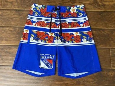 Pantalones Cortos de Tabla Florales New York Rangers NHL para Hombres Playa Paseo Marítimo Natación Usados en Excelente Condición Talla 36 Foto 1 de 4