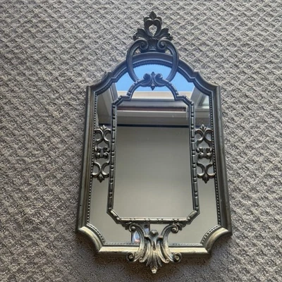 Vintage Italian Hollywood Regency Style Mirror Rococo Silver - Image 1 of 4