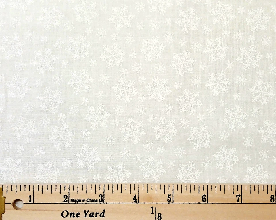 HENRY GLASS Cotton Quilters Flour Snowflake White Cotton Fabric Print by the Yard D604.11