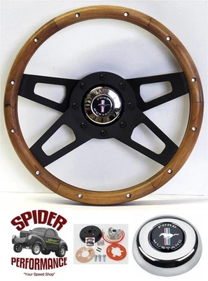 1965-1969 Mustang wood steering wheel PONY 13 1/2" WALNUT II - Image 1 of 4