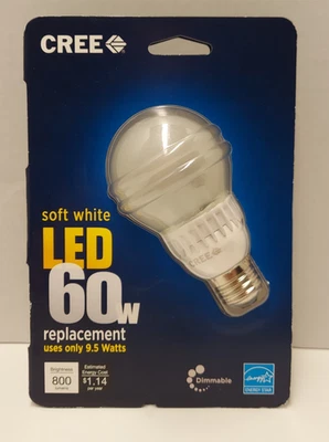 CREE Soft White LED 60W Dimmable Bulb 2700K/800 Lumens - Image 1 of 2