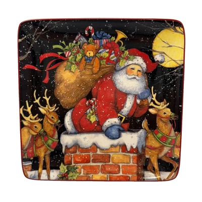 Plato de postre cuadrado internacional certificado Susan Winget noche antes de Navidad Foto 1 de 2