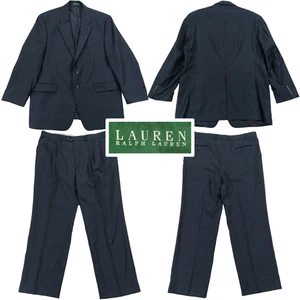 Ralph Lauren 2-Teiler Anzug 46R 38x30, Wolle Kaschmir dunkelblau kariert, Plisseehose - Bild 1 von 19
