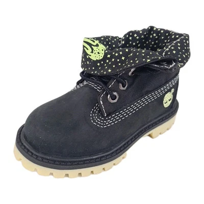 🚨 Timberland Roll Top TODDLER Glow Boots 23878 Waterproof Black Leather Size 4 - Image 1 of 4
