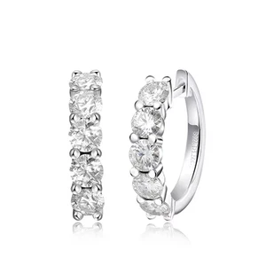 3mm Round Moissanite Hoop Huggie Earrings 925 Sterling Silver Pass Tester GRA - Picture 1 of 16