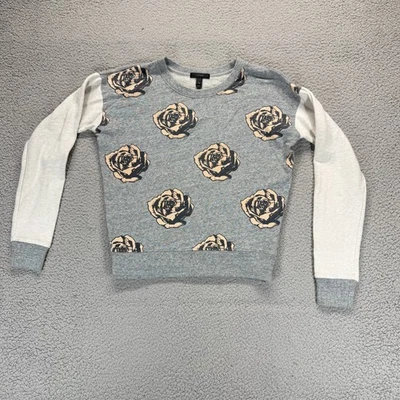 Moletom J Crew feminino manga longa floral top pop art cinza tamanho XS - Imagem 1 de 4