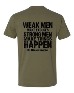 Christian Mens T-shirt "STRONG MEN MAKE THINGS HAPPEN" Army Green T-Shirt - Picture 1 of 3