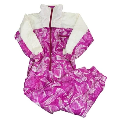 Vintage One Piece Ski Suit Crazy Abstract 90s Retro Snow Pink Womens Medium 44 - Image 1 of 4