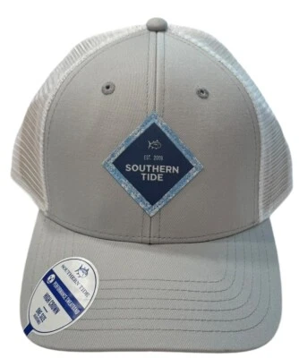 Southern Tide Island Bloom Patch Logo Trucker Style Hat Gray Adjustable OSFM New - Image 1 of 4