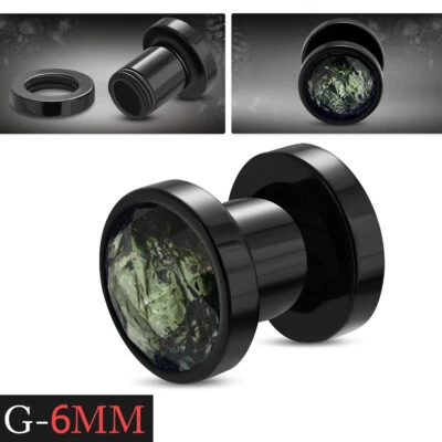 Ohr Piercing Flesh Tunnel G-6mm Acryl Expander Plug Quarzstein y-inb448 - Bild 1 von 2