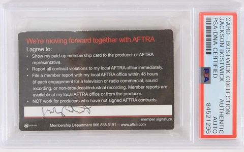 1975 Captain Marvel Jackson Bostwick Signed AFTRA Card (PSA/DNA Slabbed) Cover