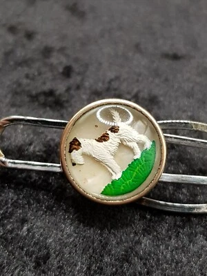 Old English Stratton Silver Plated Crystal Dog Tie Bar Clip - Great Vintage Piec - Image 1 of 4