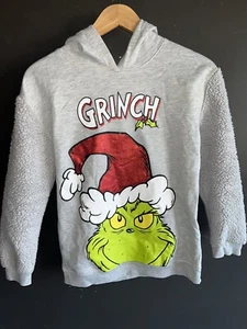 The Grinch Christmas Hoodie Kids Large Size 10-12 Gray Cotton - Picture 1 of 8