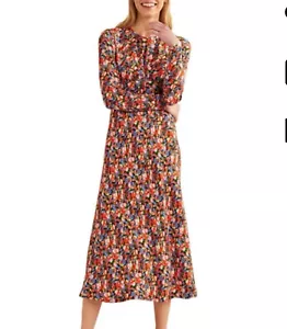 Boden Floral Midi Tea Dress Crew Neck US 6 NEW - Picture 1 of 5