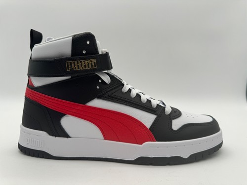 Nuove sneaker alte da uomo PUMA RBD Game taglia 10 bianco nero oro rosso 38583905