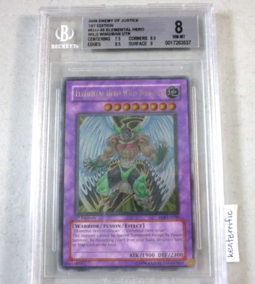 BGS 8 Elemental Hero Wild Wingman EOJ-EN035 1st Ultimate Rare YuGiOh English - Image 1 of 4