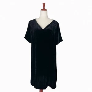 Sundance Katalog Hemdblusenkleid "Olivia" Samt schwarz XL Extra Large Kurzarm 2 - Bild 1 von 10