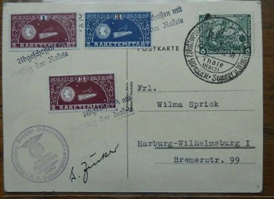 Briefmarken, Brief Raketenpost Fehldruck geschnitten, vermutlich Unikat.   - Bild 1 von 2
