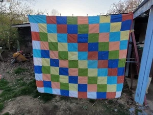 Vintage Handmade and Hand Quilted ~ Homemade Quilt 72x80 ~ Colorful{99}  - Picture 1 of 5