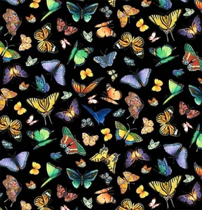 Elizabeth's Studio - Delicate Creation - Butterflies - Black, Fabric BTY - Picture 1 of 2