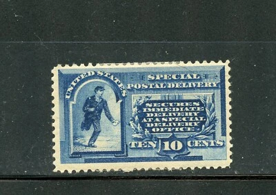 KMC4076-U.S. #E1 (U553) Messenger Runner 10¢ blue, M,HR, F, CV$550.00 - Image 1 of 2
